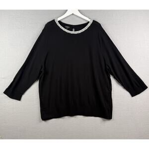 Talbots‎ Pearl Collar Sweater Womens Sz 3x Black Old Money Classic Mature Beaded